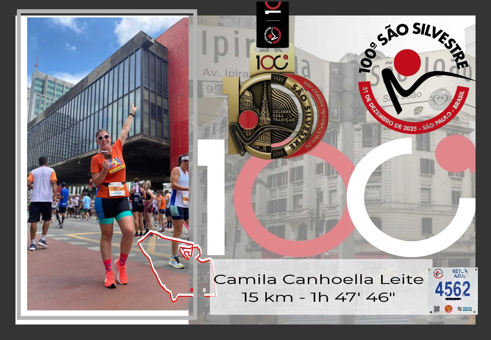 Quadro de Medalha 100a SÃO SILVESTRE - Imagem 3